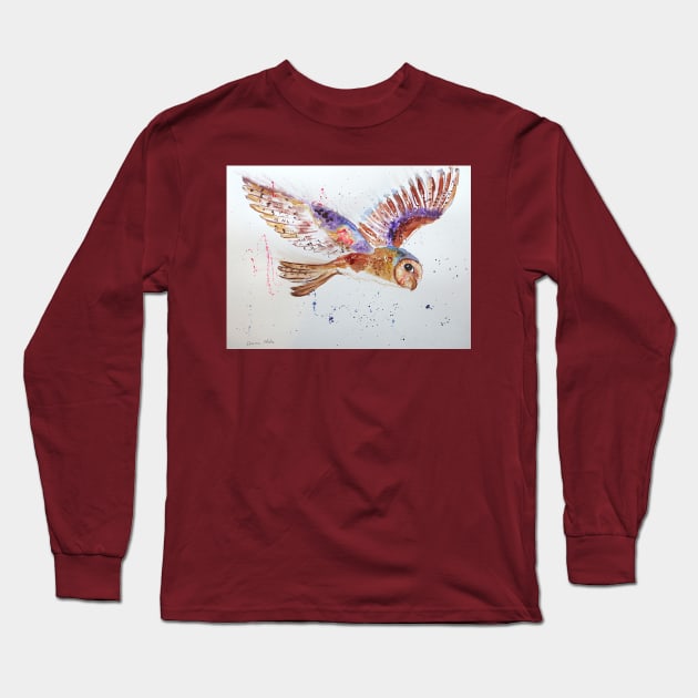 Flying Owl Long Sleeve T-Shirt by Casimirasquirkyart